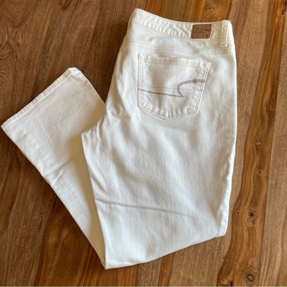 American Eagle Outfitters Denim - American Eagle,‎ Skinny Kick Flare White Jean Western 16 Petite Summer Neutral